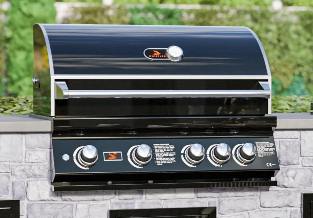 Whistler Built-In 4 Burner Black +Cover+Rotisserie + Lifetime Warranty