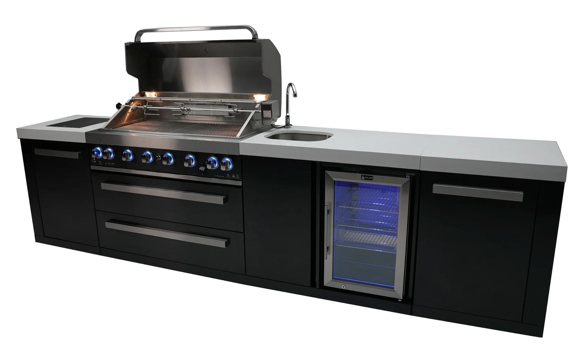 Mont Alpi 805 Black Stainless Steel Island with Beverage Center