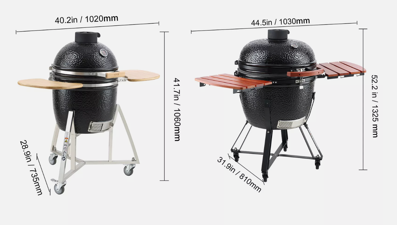 Ceramic Barbecue Grill Smoker Portable Round Outdoor Grill VEVOR 24